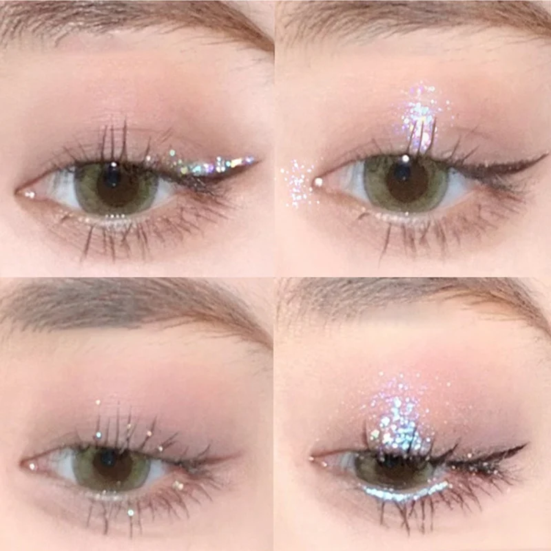Sparkling Pink Sequins Liquid Eyeshadow Pigmented Shimmer Eye Liner Pointed Pen Loose Glitter Glue For Eye Crystals Makeup Tool