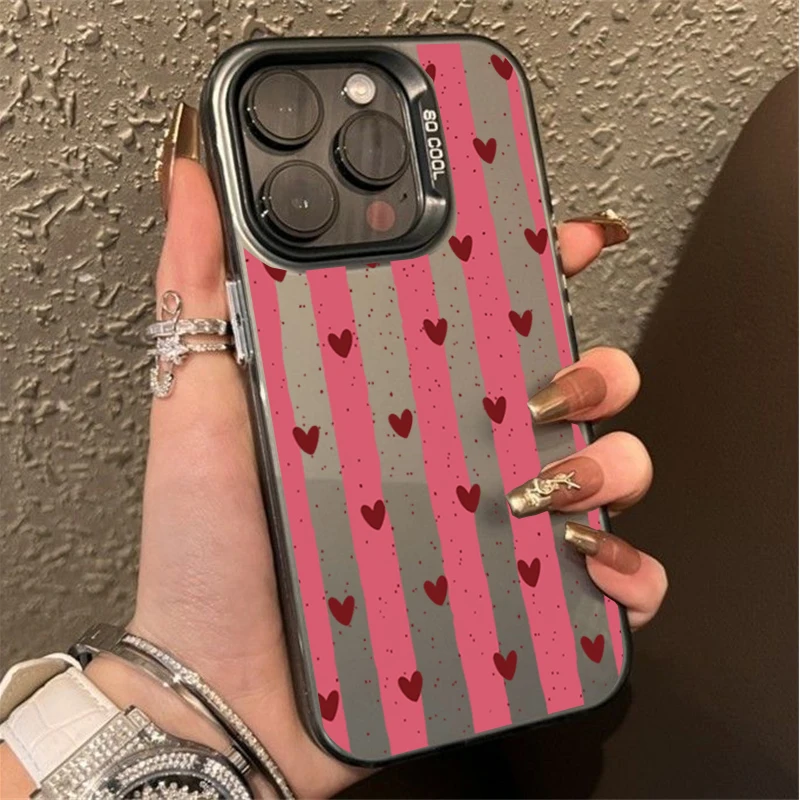 Pink Love Heart Polka Dots Acrylic Matte Cover Case