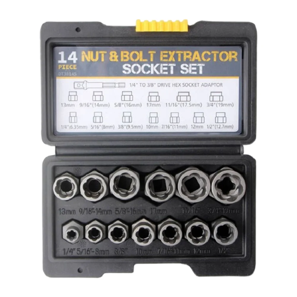 Damaged Bolt Removal Tool Set 14 Pieces Alloy Damaged Bolt Nut Remover Extractor Socket Screw