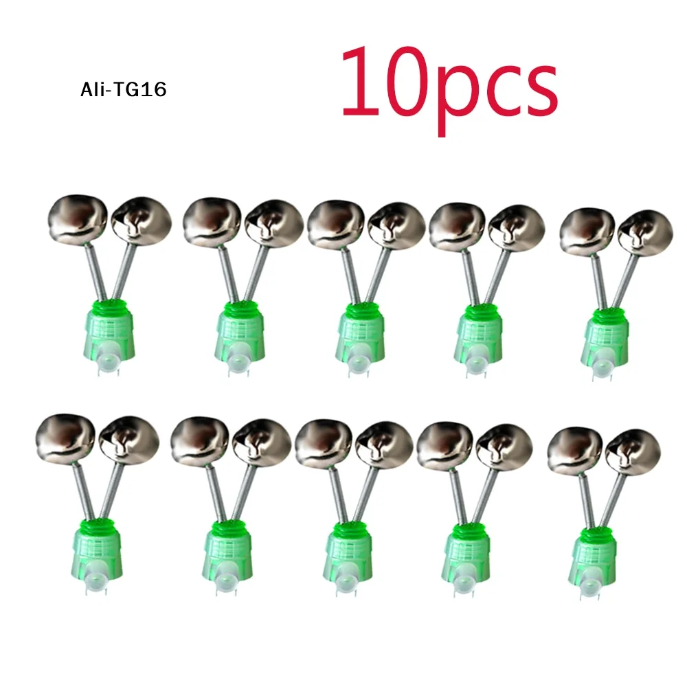 Lot 10 pièces clips spirale double avec cloches morsure pour pêche carpe nuit - Accessoires alarmes morsure
