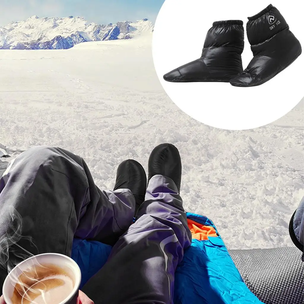 Duck Down Slippers Warmer Boots Socks for Women Men Camping Hiking Sleep Socks Indoor Outdoor Packable Cozy For Keep Warm