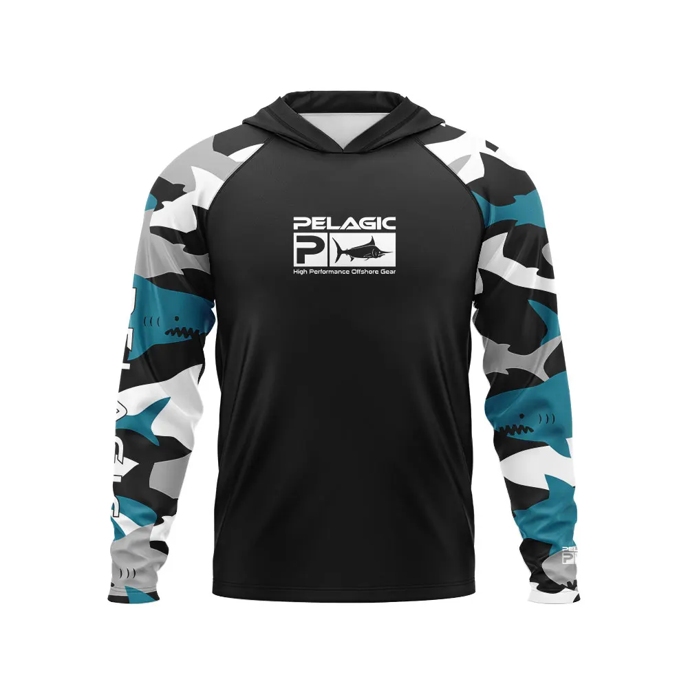 

Толстовка Pelagic Gear с капюшоном, рубашка для рыбалки, Мужская одежда для рыбалки UPF50, свитшот с длинным рукавом и быстрой сушкой, летние платья, дышащее Джерси