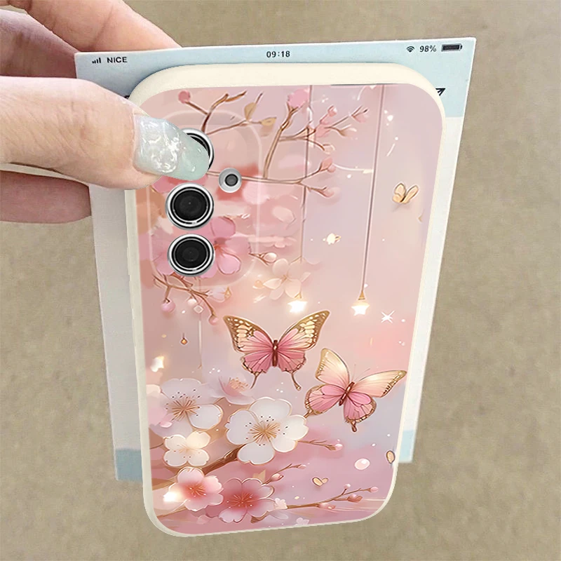Butterfly Flower Print Soft Silicone Phone Case Cover