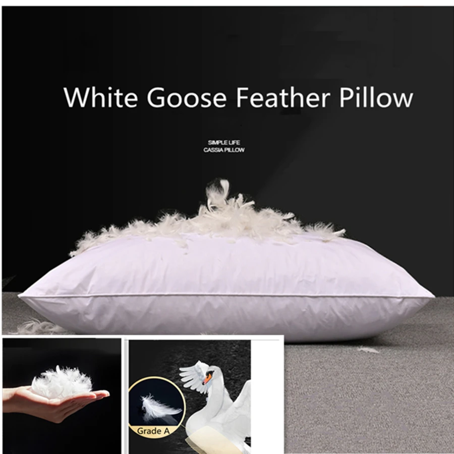 100WhiteGooseFeatherPillowFivestarHotelGooseFeatherPillow