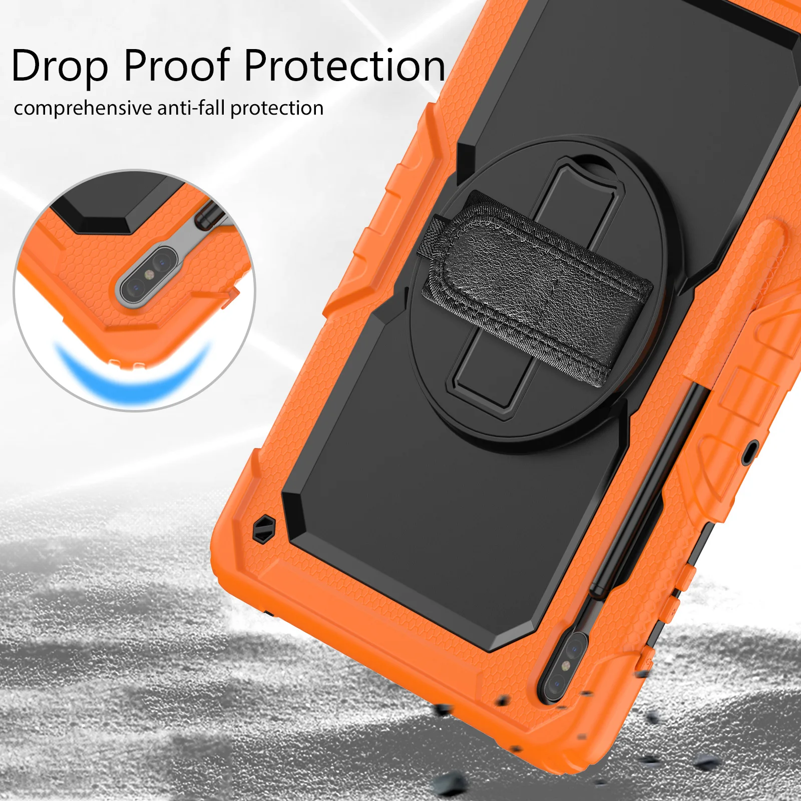 360 Rotation Hand Strap&Kickstand Funda Tablet Samsung Galaxy Tab S6 Lite 10.4 S7 /8 Plus 12.4 S8 Ultra 14.6 Protective Cover