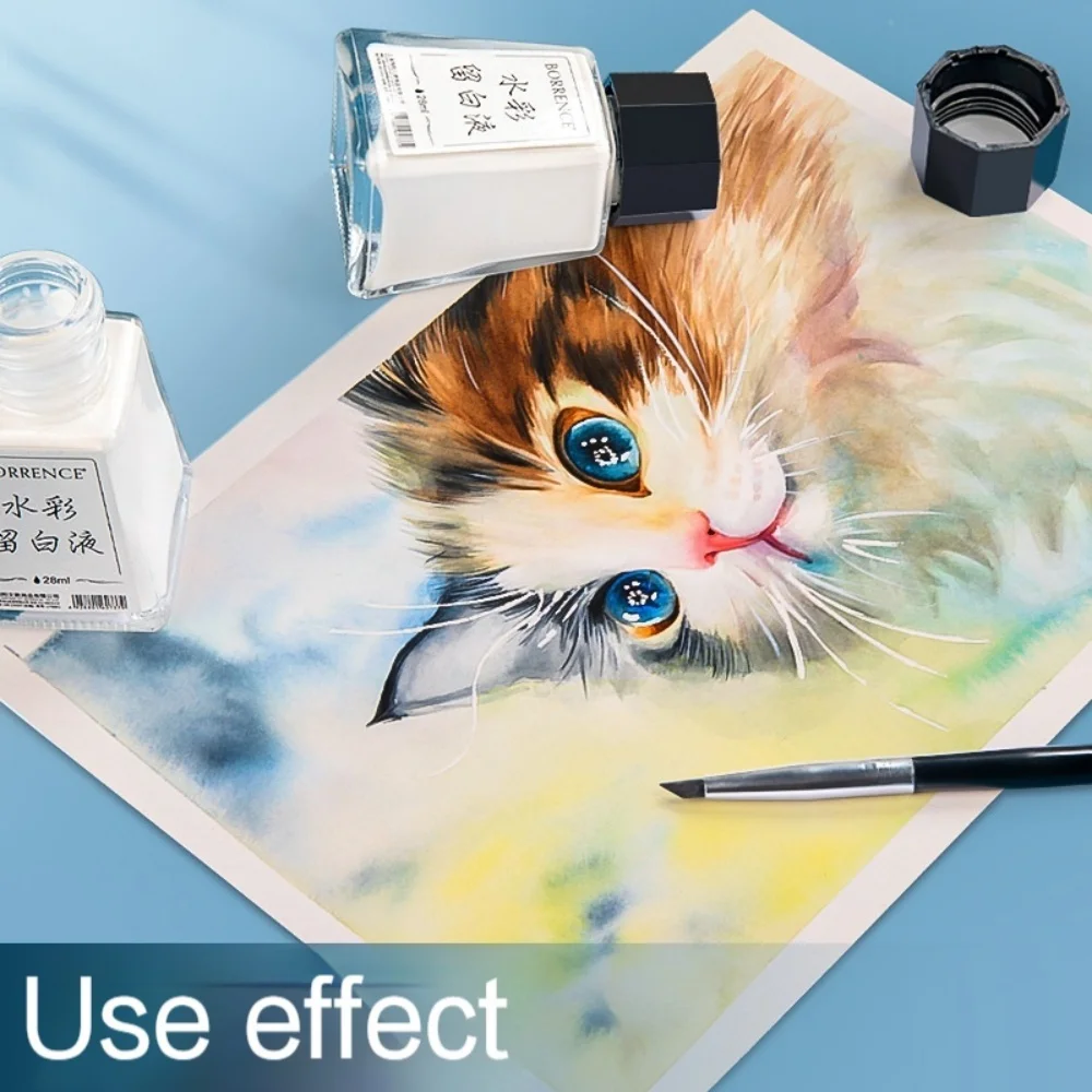 Watercolor Masking Liquid Borrence Watercolor Art Masking Fluid 28ML White for Opaque Areas of Drawing Watercolour Paper Gouache Painting Art Supplies