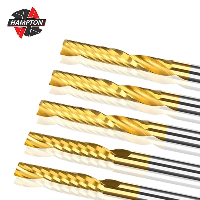 

HAMPTON 10PCS Single Flute End Mill Up Cut Router Bit 1/8 inch Shank Milling Cutter for Woodworking Carbide Milling Bit