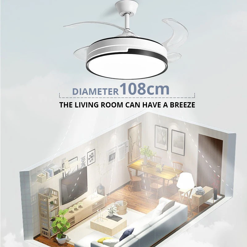 실링팬 알렉사-스마트 홈 모던 Led 천장 조명, 거실, 침실, 러스터 Led 천장 조명, 화이트, 블랙 led 천장 조명 기구 11 에너지 절약 LED 천장 선풍기, 모던 스타일 거실 보이지 않는 천장 선풍기, 가정용 6 단 가변 주파수