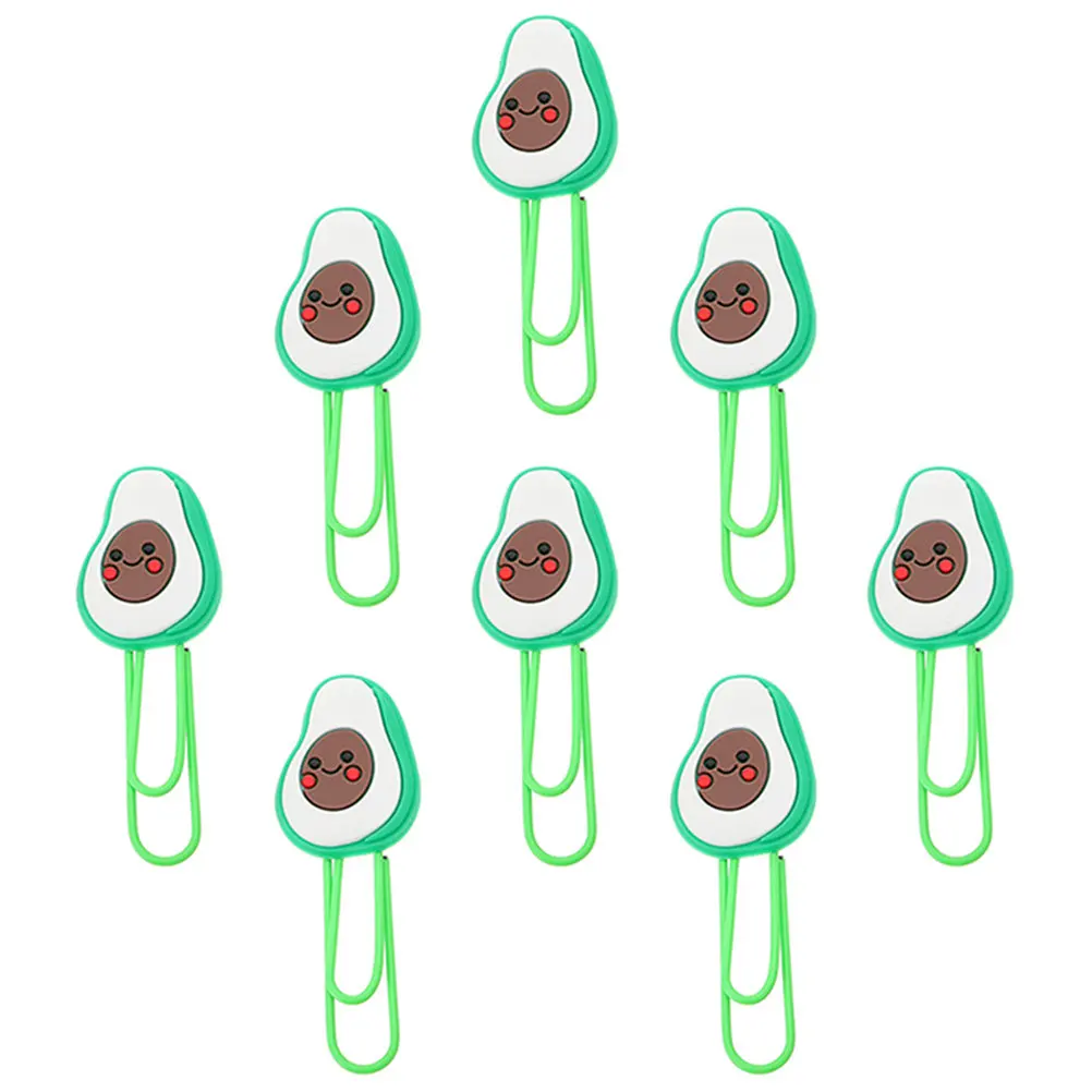 8Pcs 아보카도 종이 클립 사무실 학교 문서 파일 서류 정리용 귀여운 과일 모양의 창의적인 종이 클립