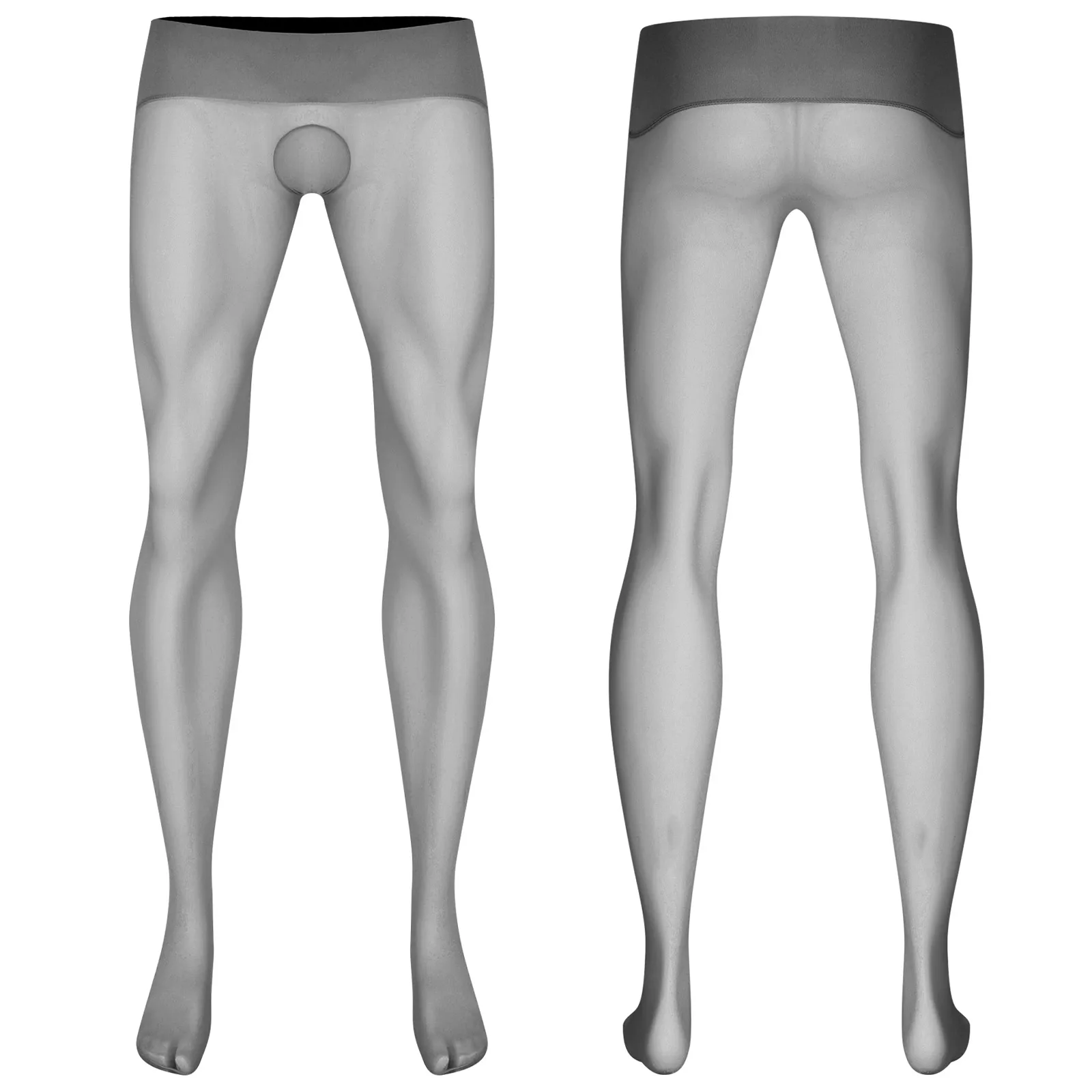 Mens See-through Stockings Ultra-thin Stretchy Pantyhose Stockings High Waist Seamless Leggings for Nightwear Dance Wear