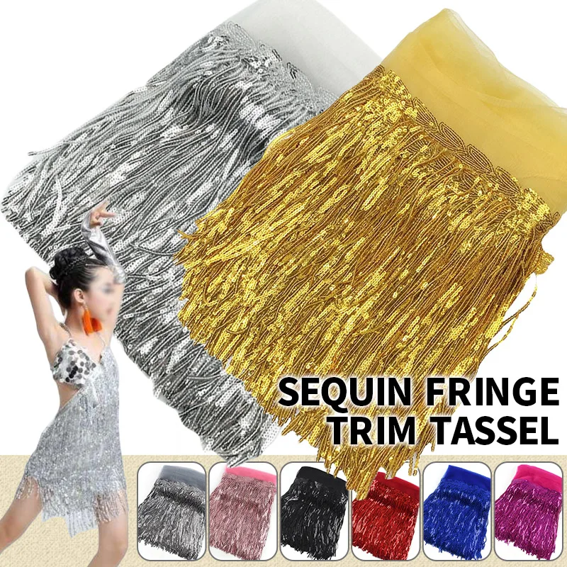 10Yard Pvc Sewing Fringe Trim Wide Gold Sequins Lace Tassel Fringe Trim Diy Craft Clothing Garment Curtain Accessories tassel fringe tassel decoration tassel accessories tassel trim