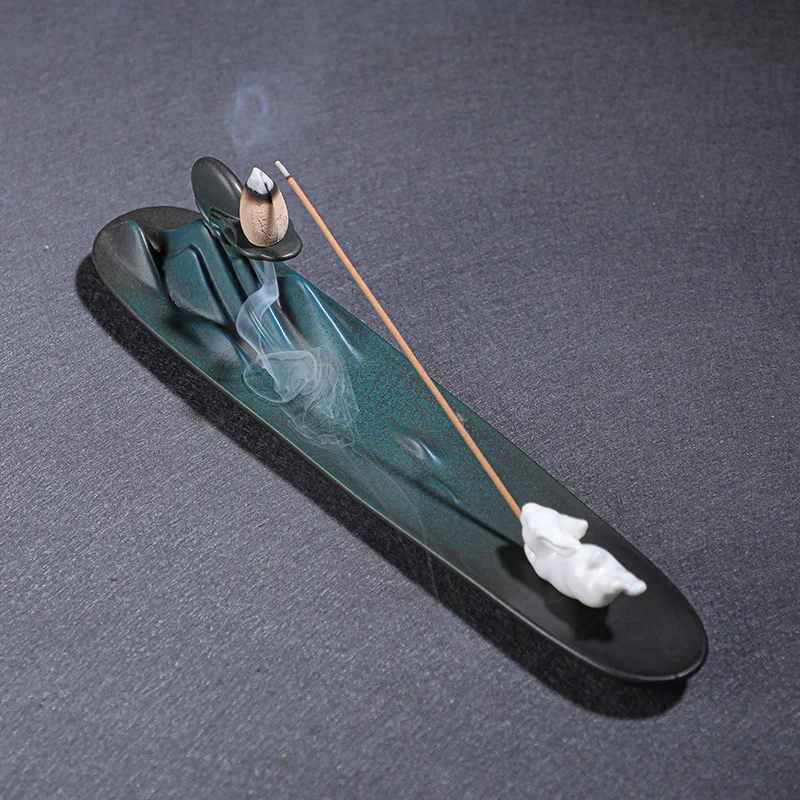 

Ceramic Backflow Incense Burner Rabbit Creative Ornaments Smoke Waterfall Incense Sandalwood Home Office Incense Holder Reflux
