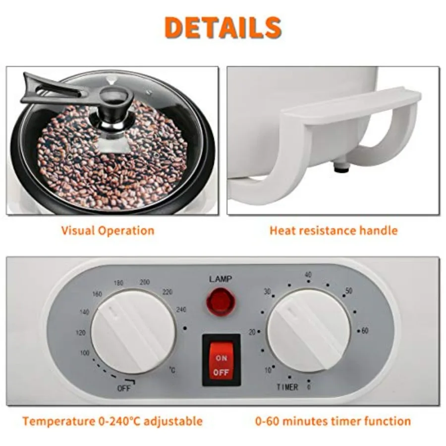 Coffee bean roaster in use on countertop