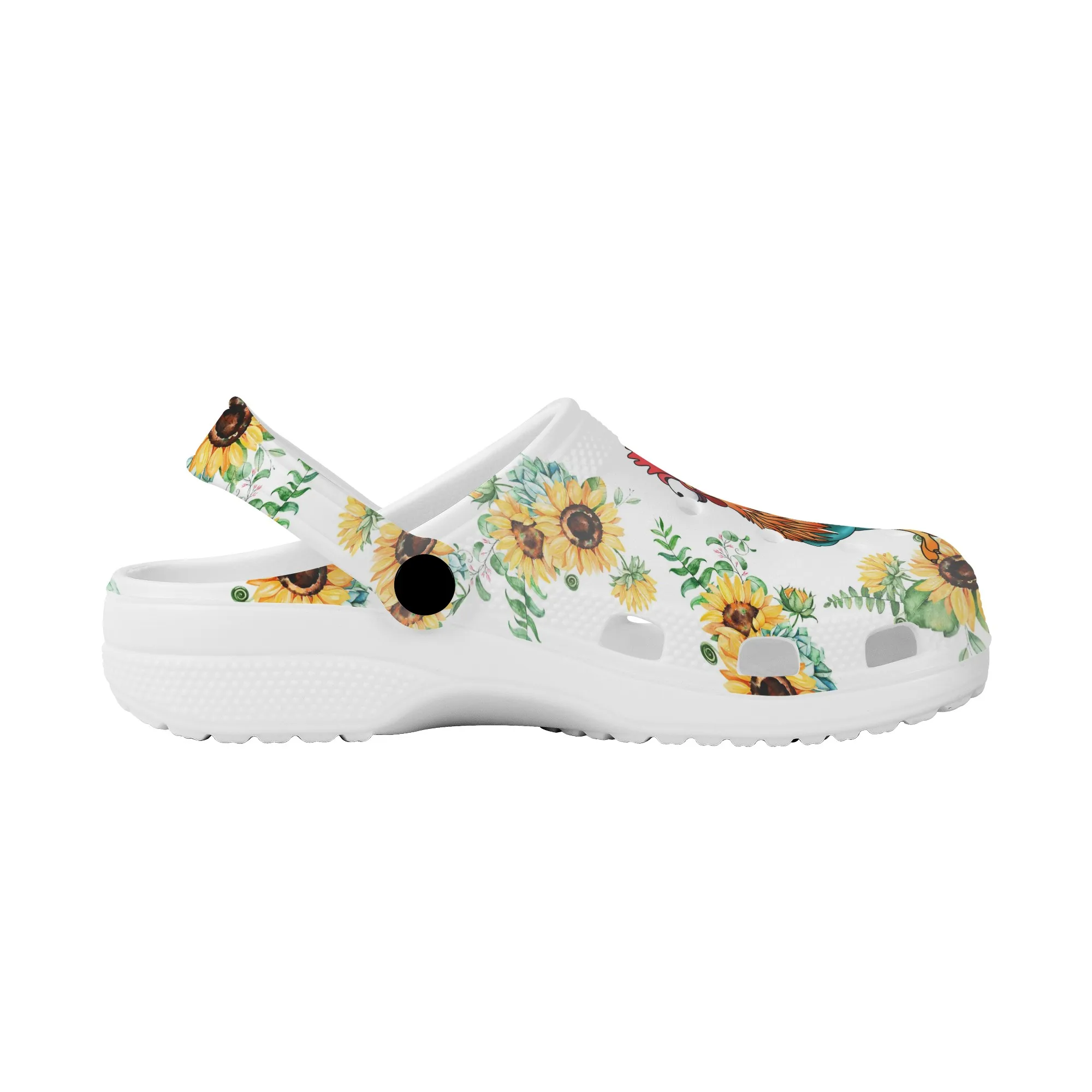 Rooster Sunflower Design Heel Strap Flat Shoes Summer Comfortable Non-slip Indoor Shower Slippers Beach Couple Casual Sandals