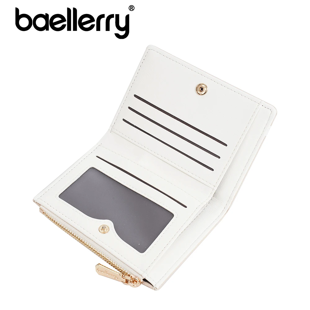 Baellerry Short Women Wallet, Trendy Two-Tone Zip Around Coin Purse, Cute Aesthetic PU Card Holder for Girls, Ins Fashion Gift f