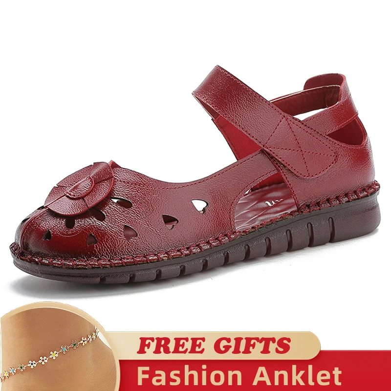 

2023 Fashion Women Hollow Genuine Leather Sneakers Summer Breathable Thick Bottom Mixed Colors Retro Platform Vulcanized Shoes