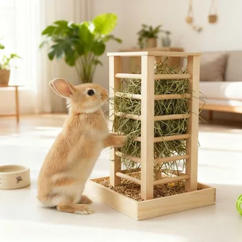 Wooden Rabbit Hay Rack 1