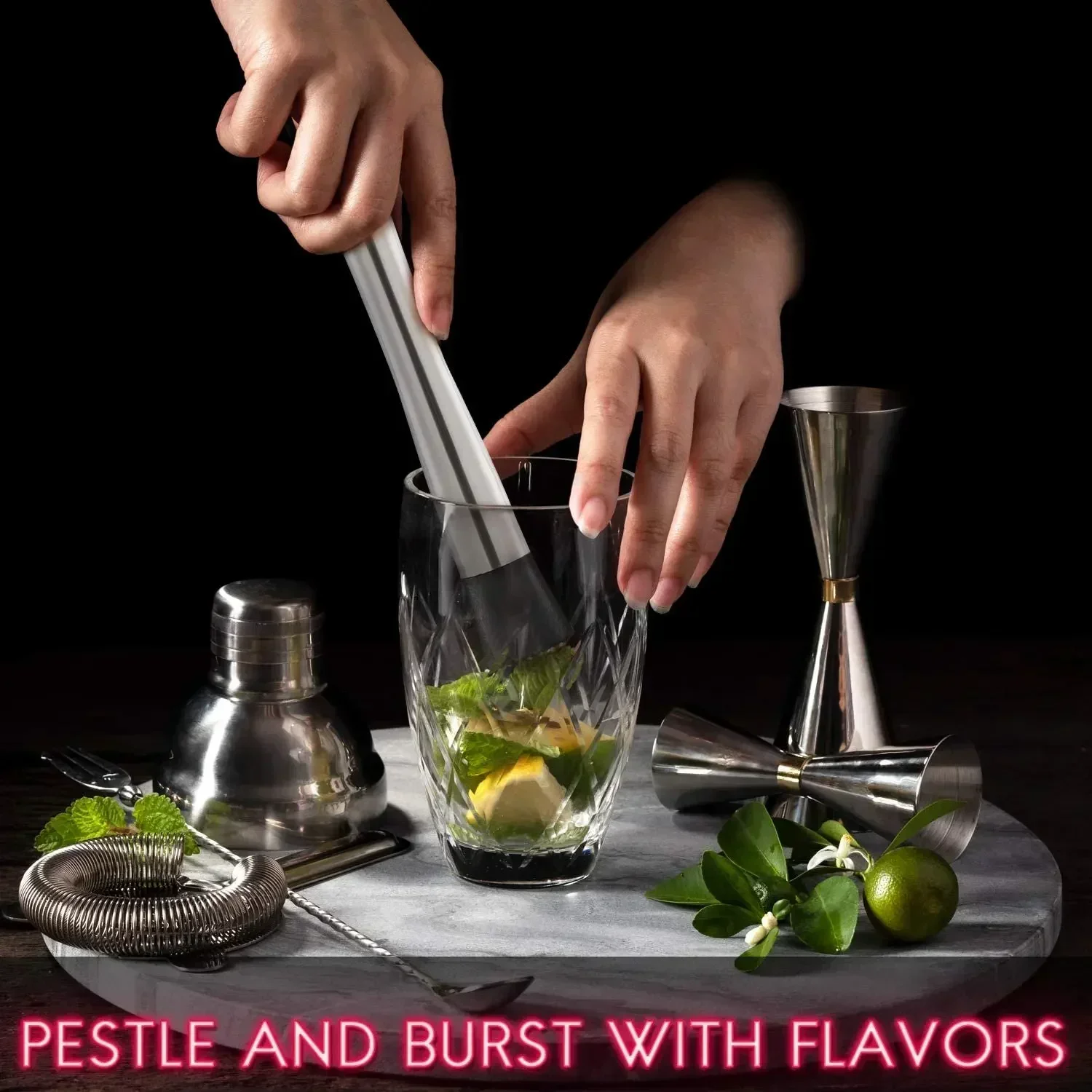 Stainless Steel Cocktail Muddler Mixing Spoon Set