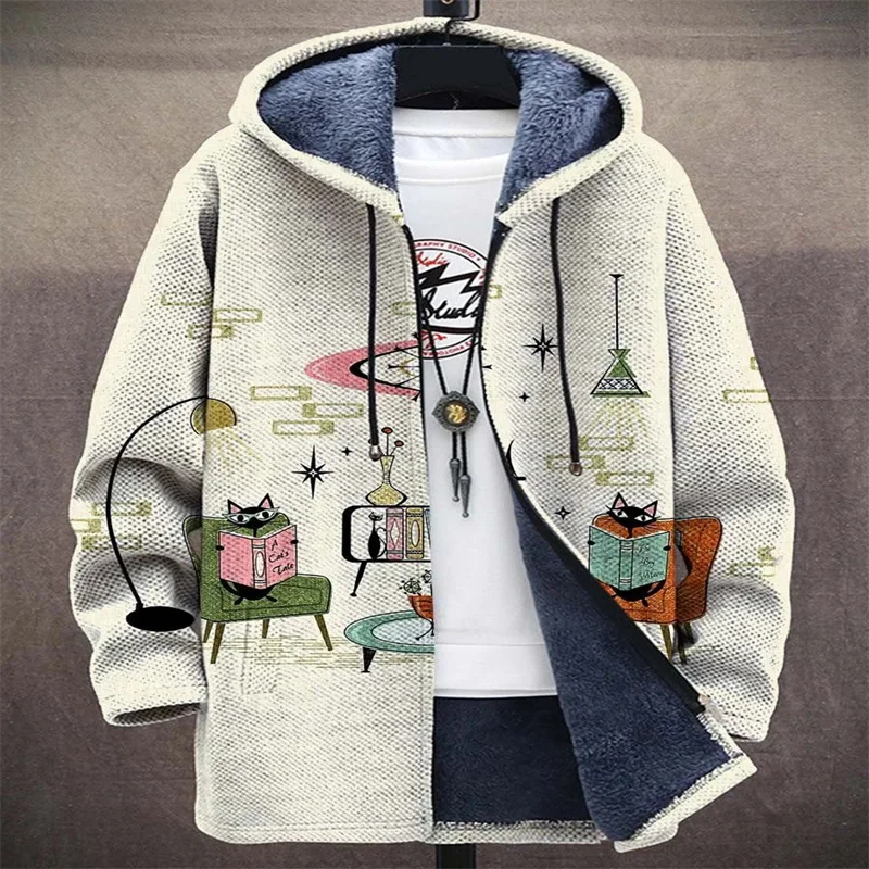 Description Picture 6 of itemWarm Parka Daily Zip Sweater Fashionable Autumn and Winter New Men's Fleece Lined Hoodie Sports Casual Jacket Warm Daily Winter