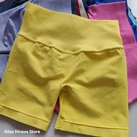 Summer High Waisted Yoga Shorts Tummy Control Seamless Fitness Shorts Sexy Running Fitness Short Pants Solid Color Yoga Leggings - Image 5