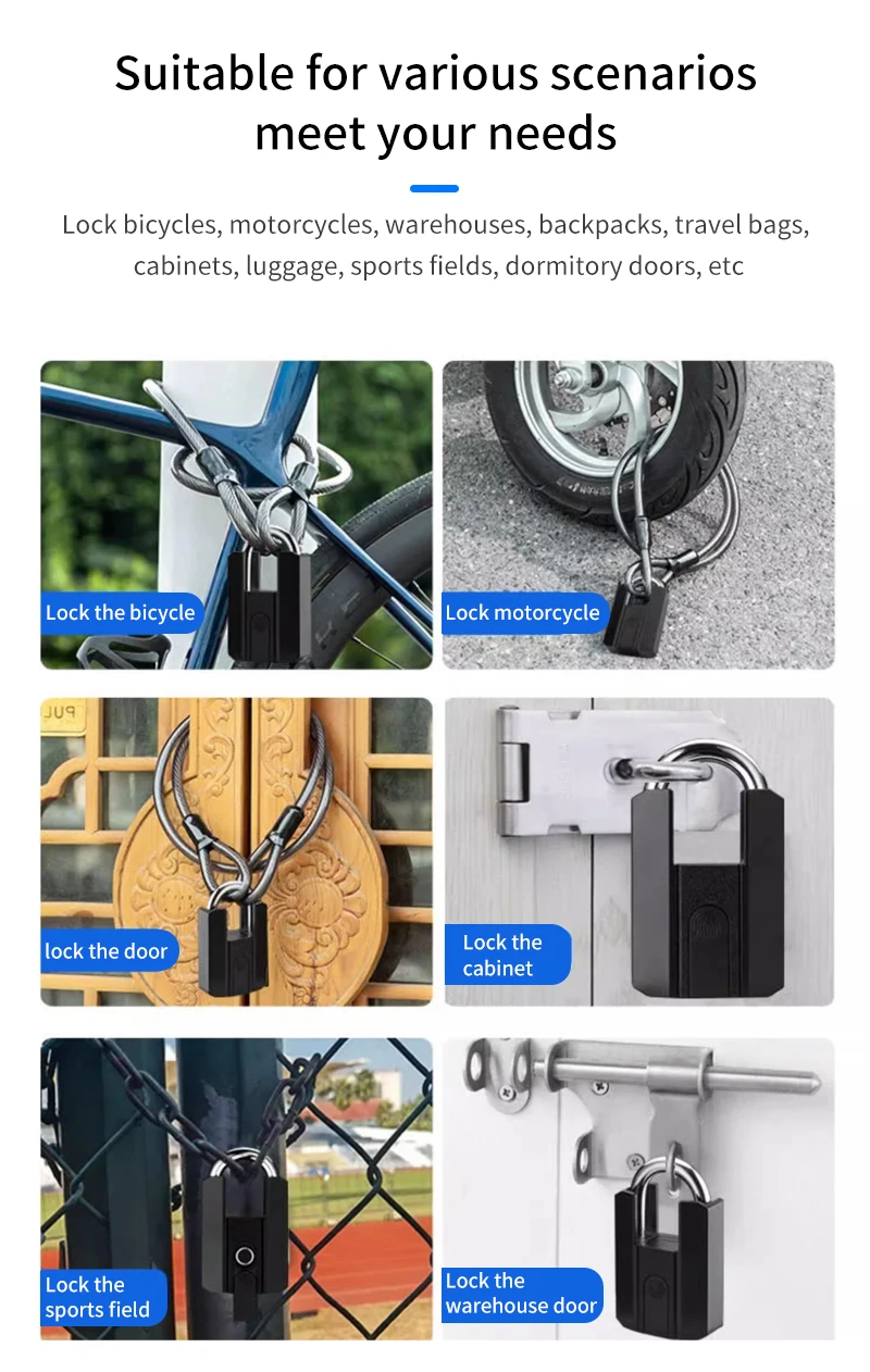 IP67 TTLock Smart Padlock Bluetooth APP Fingerprint Lock Keyless Bag Pad Lock G2