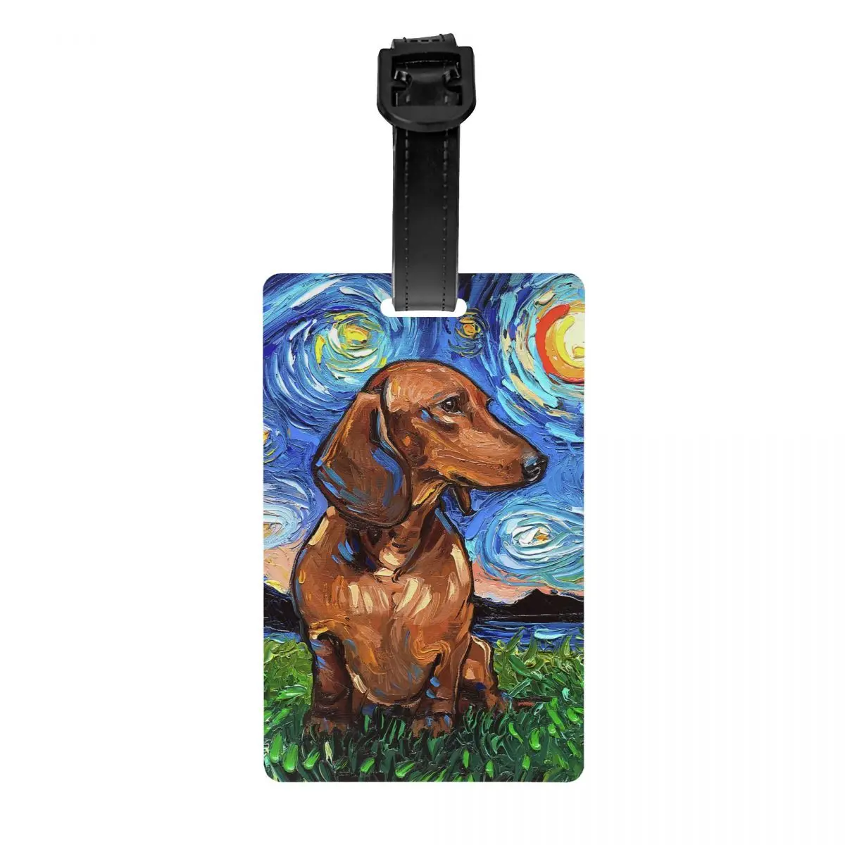 

Starry Night Dachshund Luggage Tags Custom Badger Sausage Wiener Dog Baggage Tags Privacy Cover Name ID Card