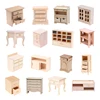 1:12 Dollhouse Miniature Bedside Table Series Storage Cabinet W/Drawer Model Doll House Bedroom Furniture Decor Toy Accessories 1