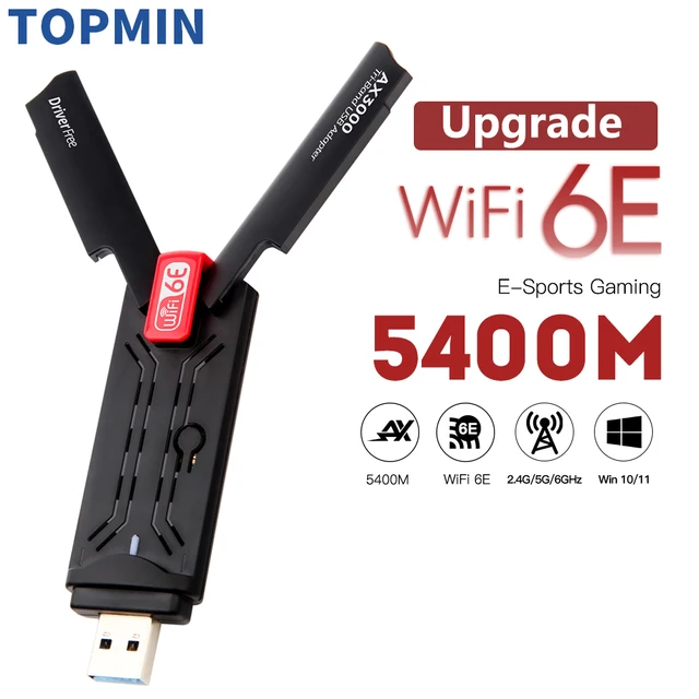 Wifi6E USB WiFi Dongle 5400Mbps Adaptateur USB 3.0 Récepteur Wifi Leicrer  and 2.4G & 5G & 6GHz MU-MIMO Plug and Play pour Windows 10/11 - AliExpress