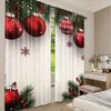 2Pcs Christmas Curtain Cute Winter Family In With Christmas Tree Funny Holiday Decor Suitable For Living Room Bedroom Kitchen 3
