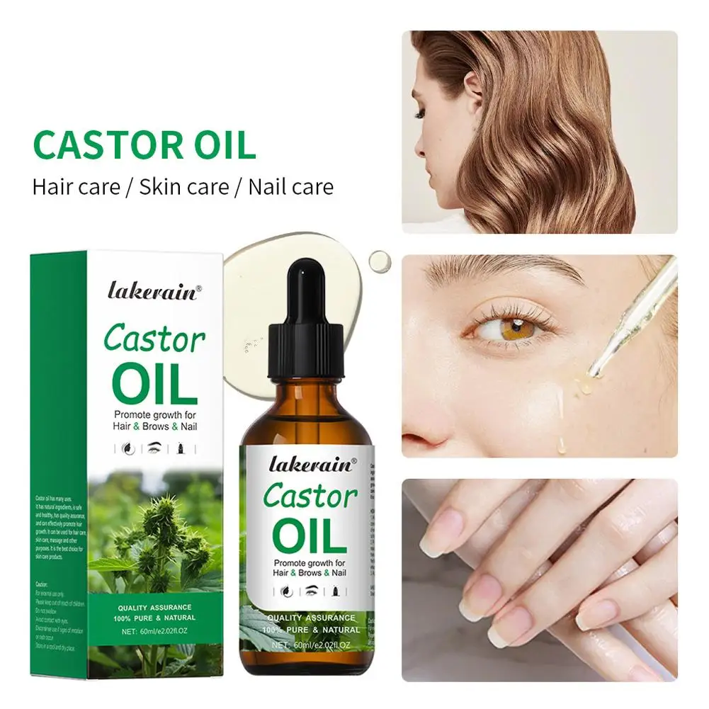 

60ml Black Castor Oil Nourishes Skin Massage Skin Eyebrows Prevents Aging Growth Essential Care Products Hair O W7Q0