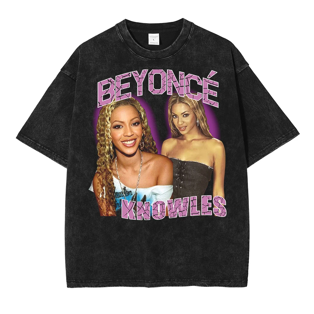 

Washed Tshirt Streetwear Portrait Graphic Printed Summer Men Hip Hop Harajuku T Shirt Unisex Pure Cotton Tees Oversized T-shirt