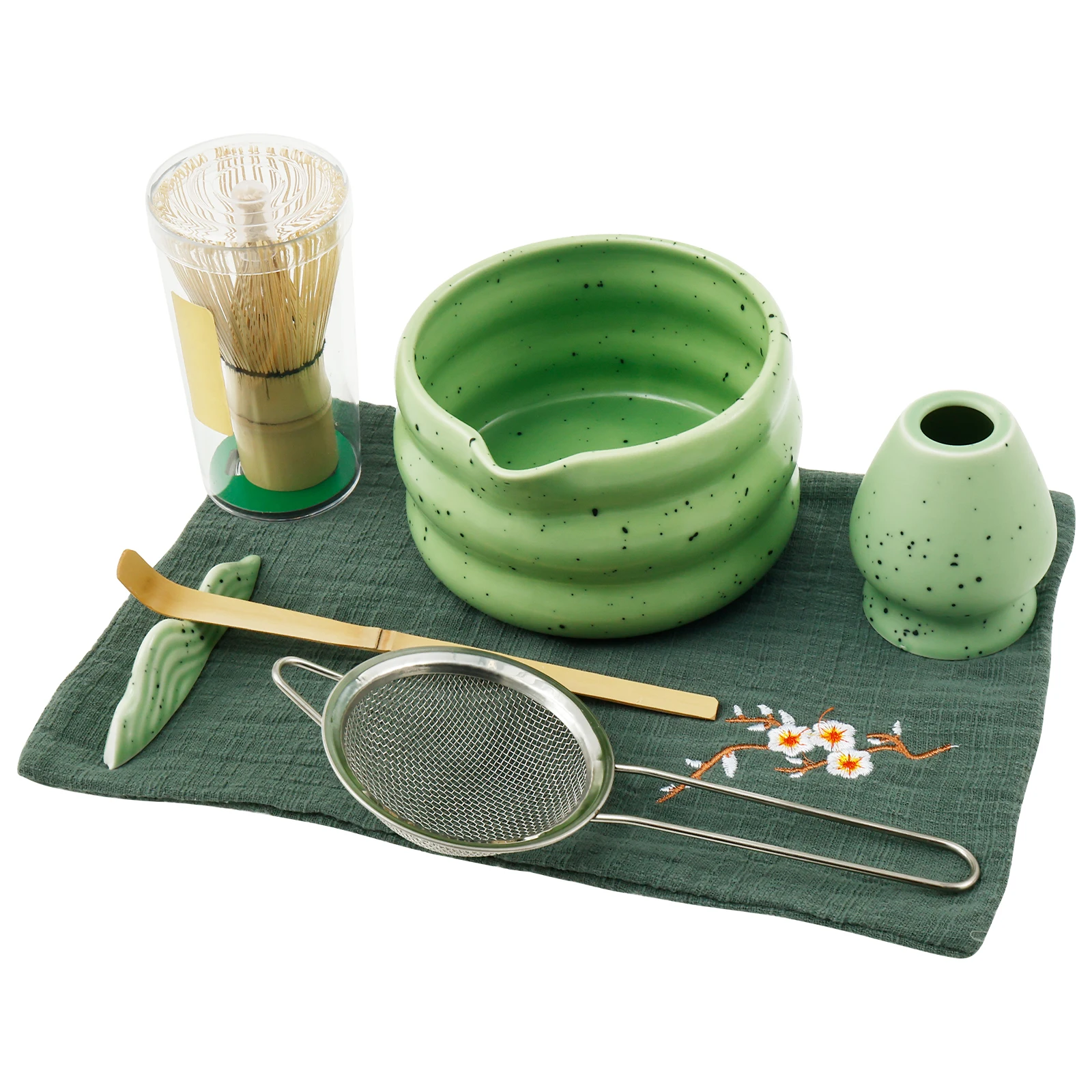 Japanese Matcha Tea Set Safe Bamboo Whisk Teaspoon Tea Bowl Indoor Making Tools Accessories Ceramic Matcha Gift Box 7Pcs
