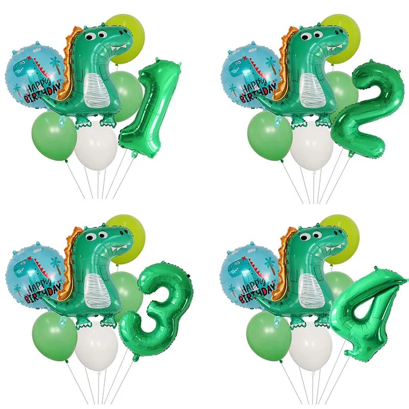 

7Pcs Cartoon Dinosaur Number Balloons Set Children's Birthday Party Dino Theme Jungle Party Baby Shower Decorations Kid Toy Gift