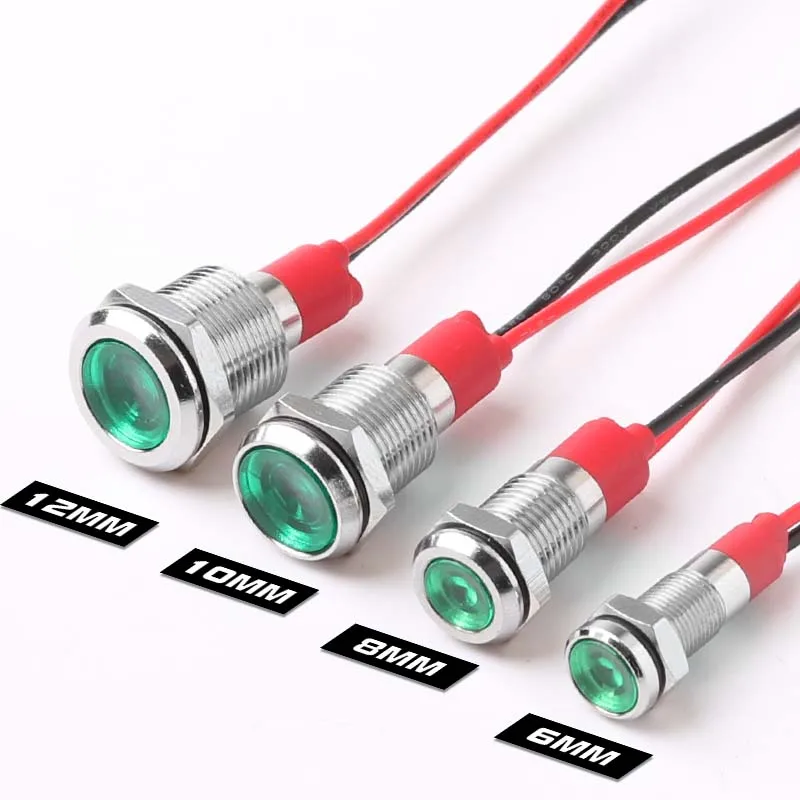 ตัวเลือกสินค้า ไฟ LED โลหะทนทาน ขนาด 6-12 มม. สีสดใส สายกันน้ำ