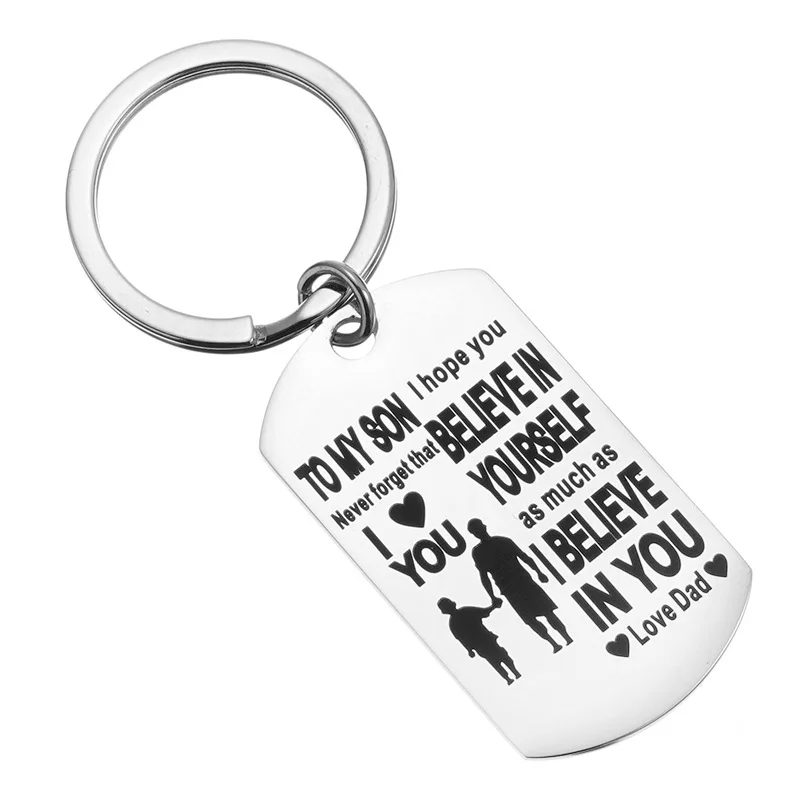 

Stainless Steel Keychain Lettering, My Son, Father, Mother, Thanksgiving