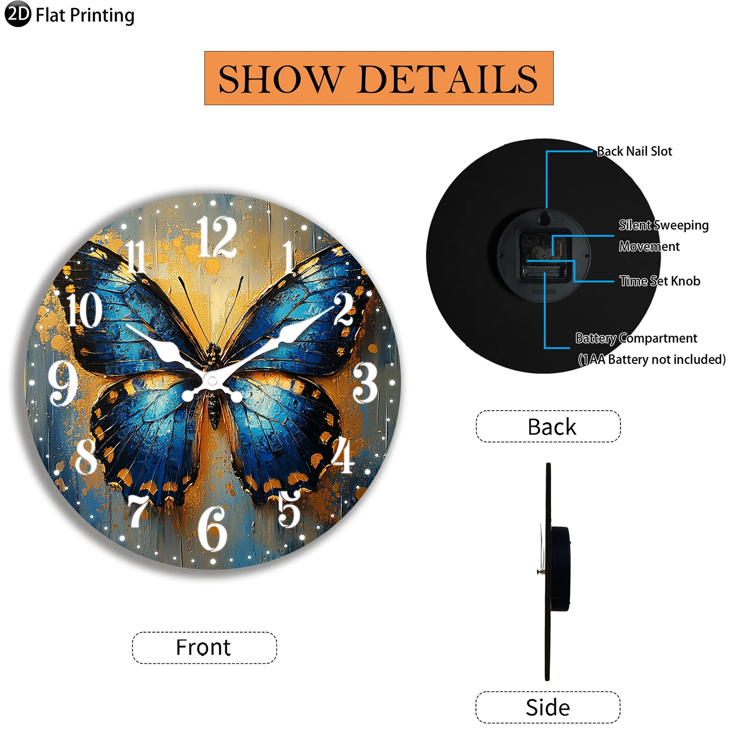 Rustic Apple Basket Wooden Wall Clock – Silent Quartz Decor 2