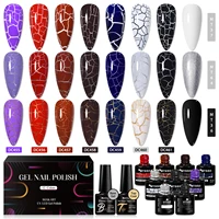 12PCS Crackle Nail Polish Gel Set Red Black Cracking Nail Lacquer Quick Dry Gel Hybrid With Base Top Coat  Manicure Varnish Kit 1