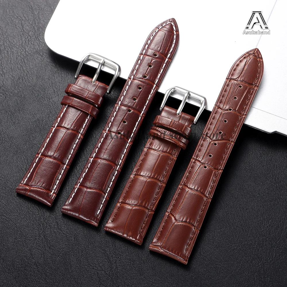 Genuine Leather Brown Watch Strap - Universal Business Style Bracelet