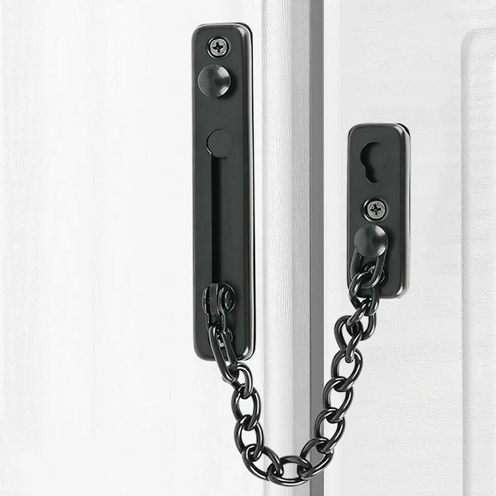 Door Latch Door Chain Lock Stainless Steel Security Chain Guard With Springs Anti-Theft Press Heavy Duty Polished Latch With Screw