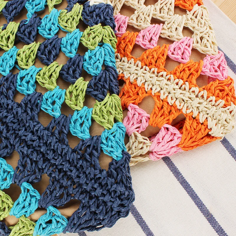 Summer Bohemian Braided Handbag Casual Tote Hollow Straw Beach Bag Woven Shoulder Bag Raffia Rattan Shopping Travel Bag 5