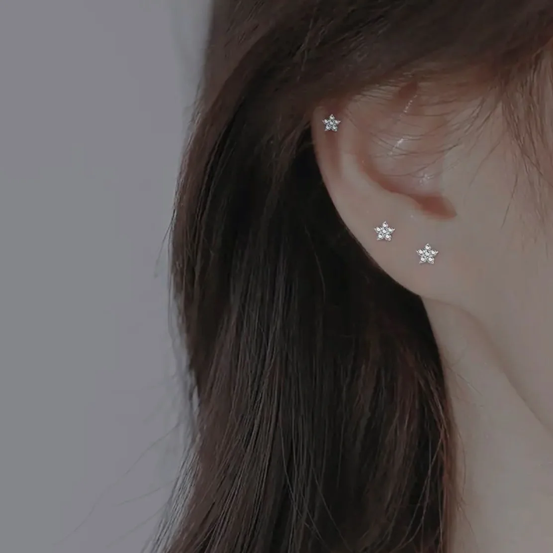 

2pc Rose Curved Stud Helix Rook Screw Back Earring 925 Steel Ear Piercing Jewelry Five-pointed Star Earrings Women