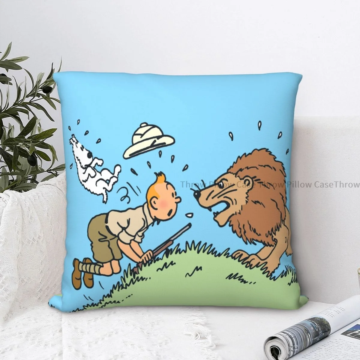 

Lion Hug Pillowcase Adventures of Tin T Backpack Cojines Home DIY Printed Office Throw Pillow Case Decorative