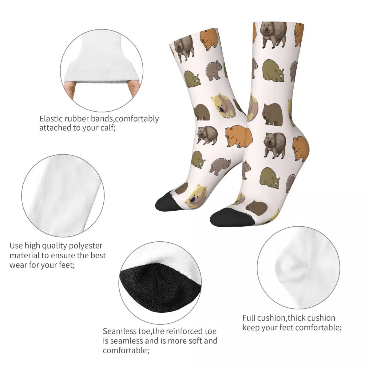 Wombat Best Gift For Wombat Lovers Animal Socks Male Mens Women Autumn Stockings Printed