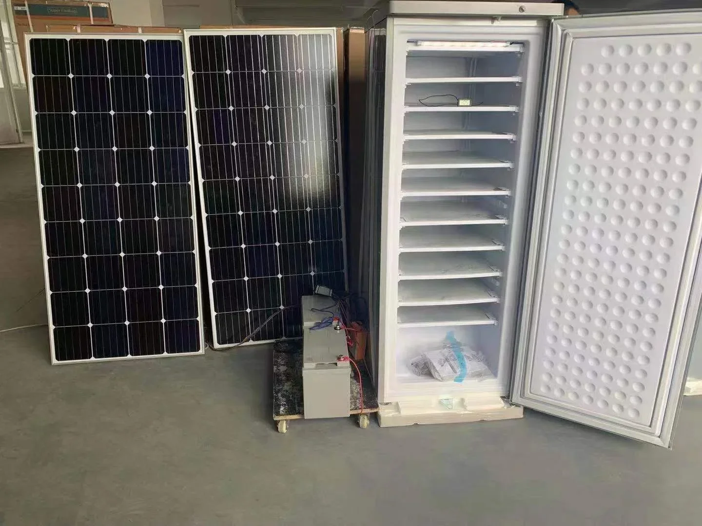 198L DC 24V Ice Block Upright Freezer 11lays/7 Lays Commercial Solar Panel Gel Battery 70kg Per 24 Hours DIY Solar Ice Maker 3