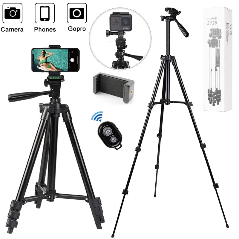 Tripods For Phone Lightweight Camera Tripod Stand with Bluetooth Selfie Remote Phone Holder Video Photography For iPhone Xiaomi