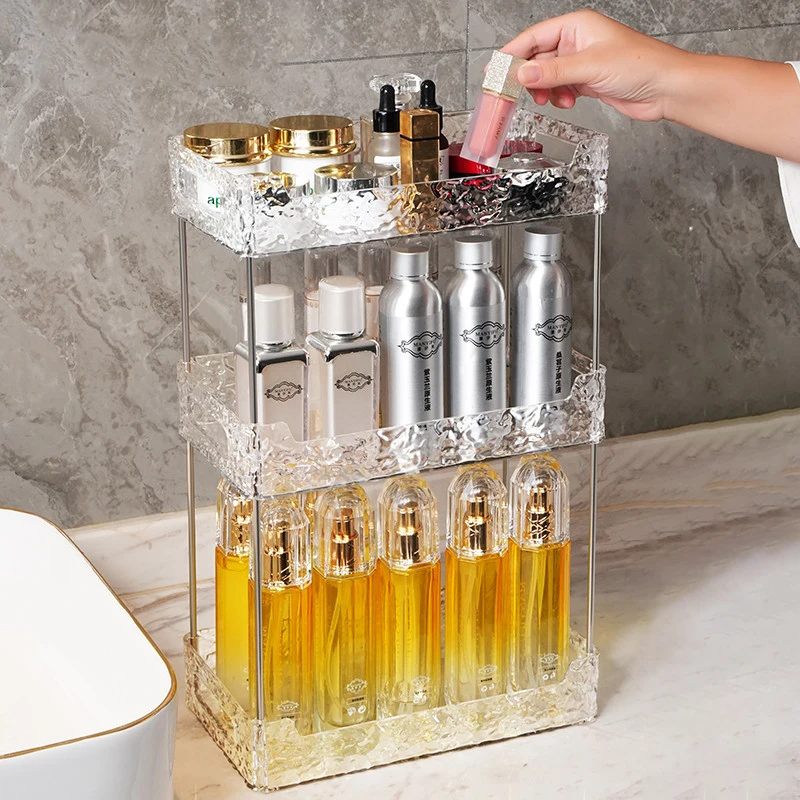 Acrylic Storage Organizer Shelf Of Bathroom Home Kitchen Makeup Skincare Shampoo Lipstick Tabletop Holder Cosmetic Desk Rack 6