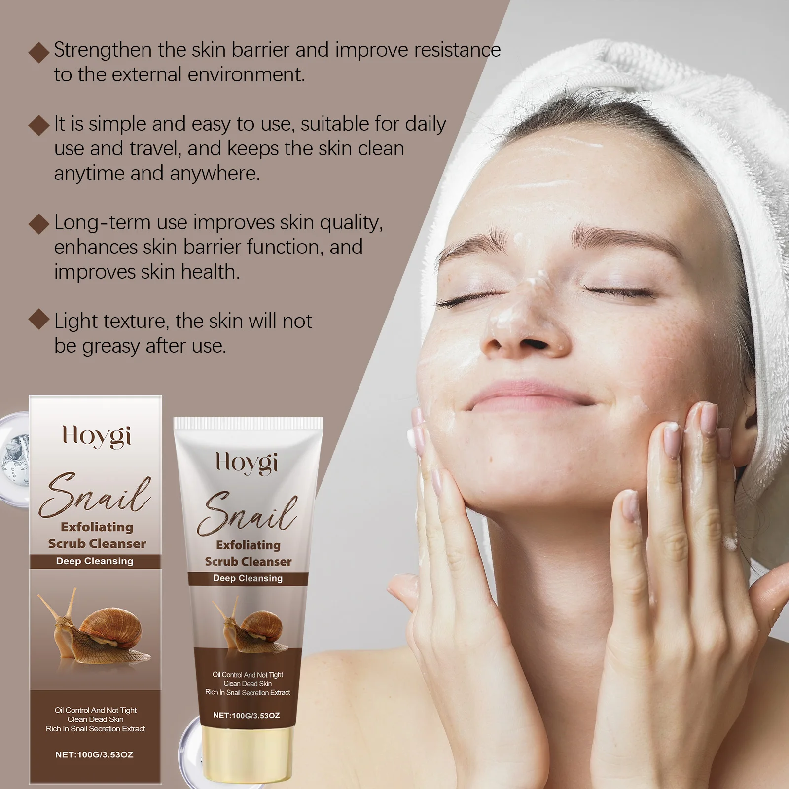 Snail Exfoliating Scrub Cleanser Contains Snail Mucin Gentle Cleansing Skin Brighten Effectively Remove Makeup Nourish Face Wash 3
