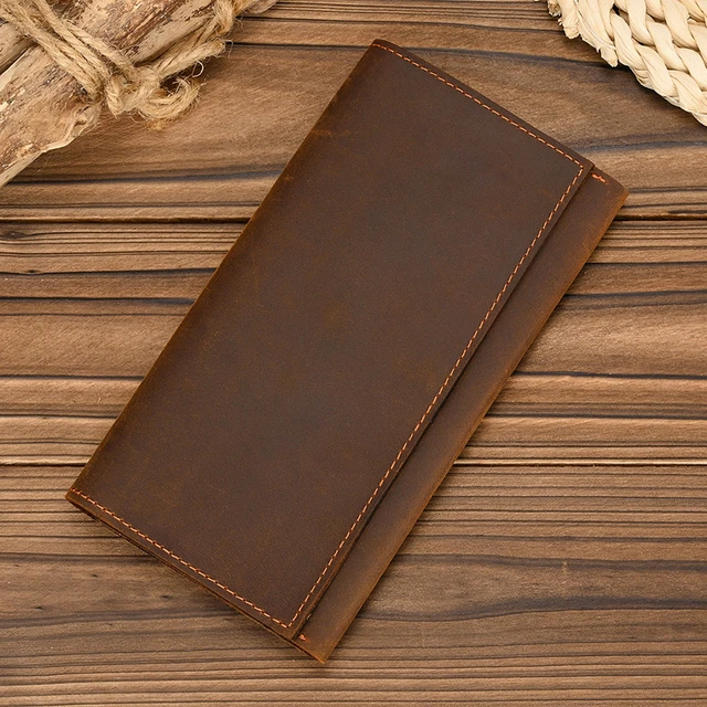 Mens Genuine Leather Long Wallet/vintage Handmade Clasp 