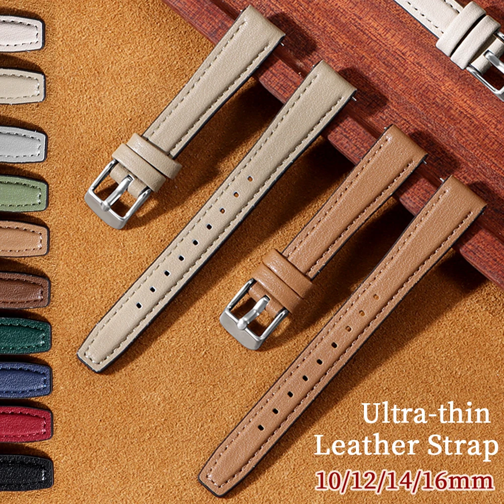 Sleek Leather & Silicone Quick Release Watch Strap - Ultra Thin Universal Wrist Band