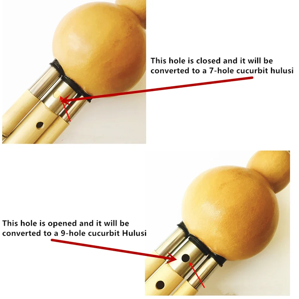Chinese Handmade Hulusi Golden Bamboo Gourd Cucurbit Flute 7&9 Holes Musical Instrument Key of bB/C/F/G with Case Flauta Dizi